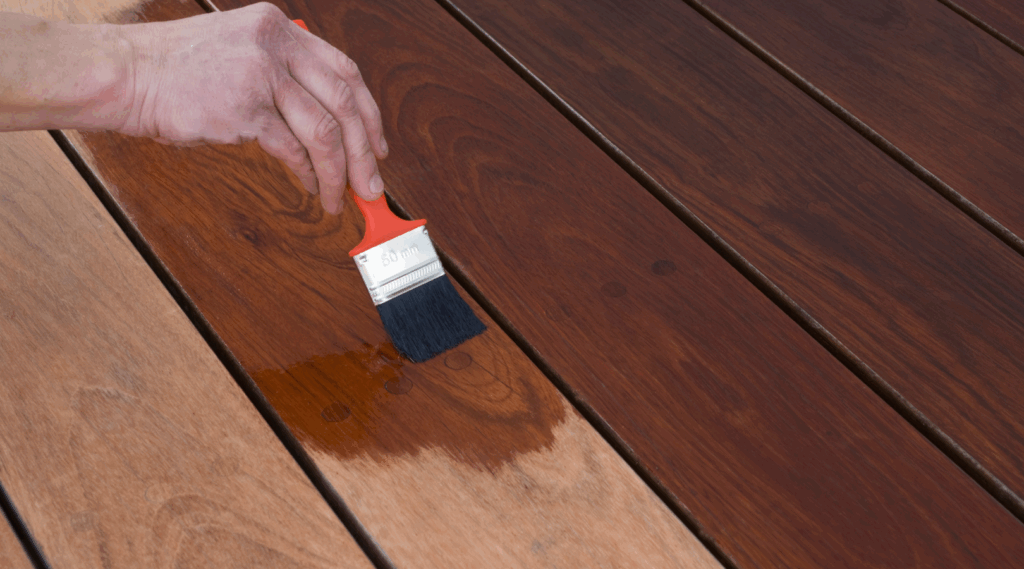 Fresh wood deck stain applied by a professional in Maple Grove, Minnesota