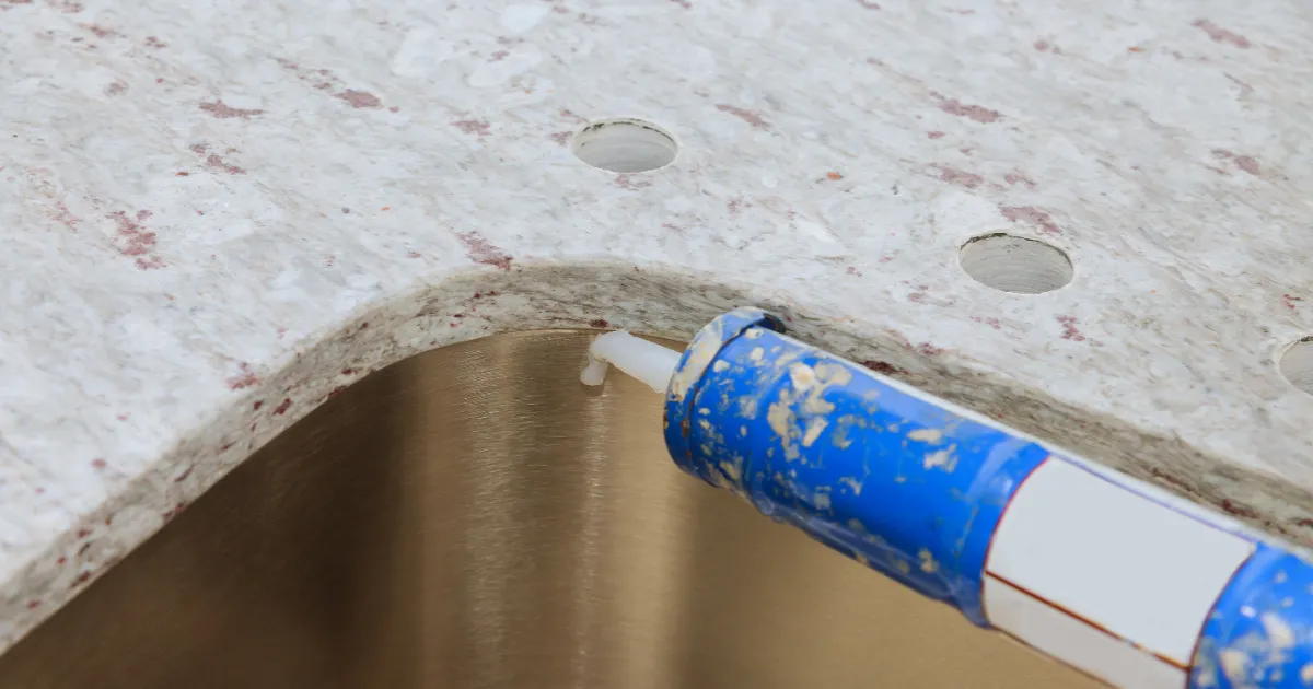 Old failed caulk being removed and backer rod installed in a wide joint