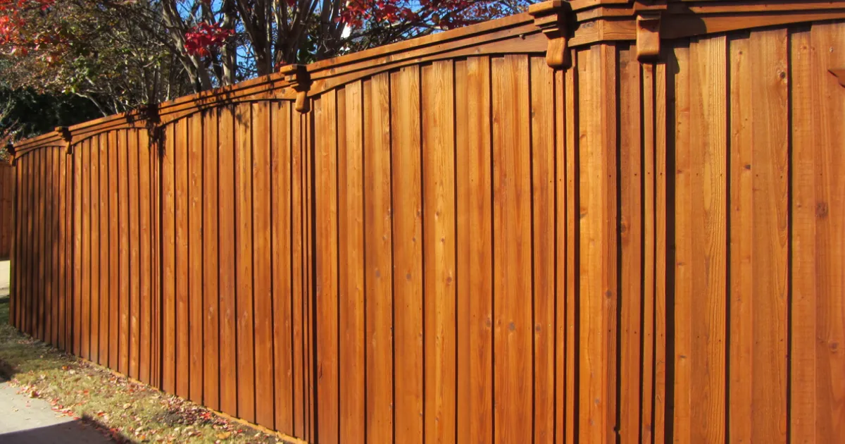 Freshly stained cedar privacy fence in Amarillo