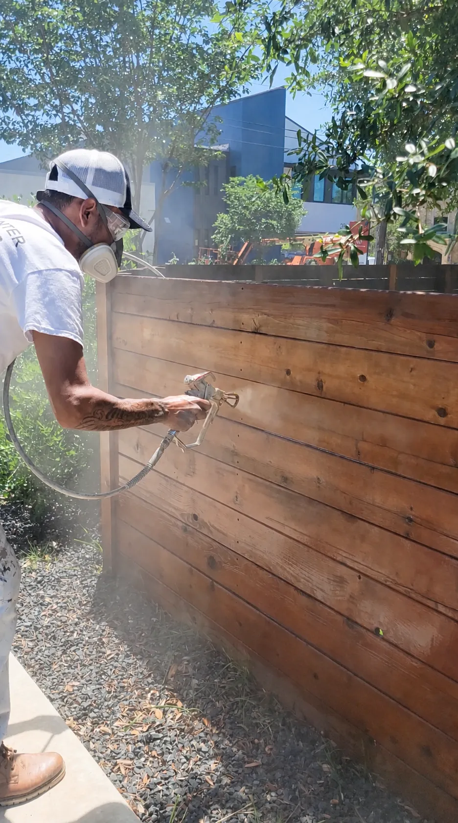 Detailed cedar fence staining by That 1 Painter