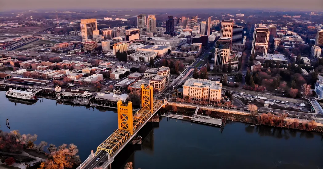 Aerial view of Sacramento region residential neighborhoods served by That 1 Painter Sacramento