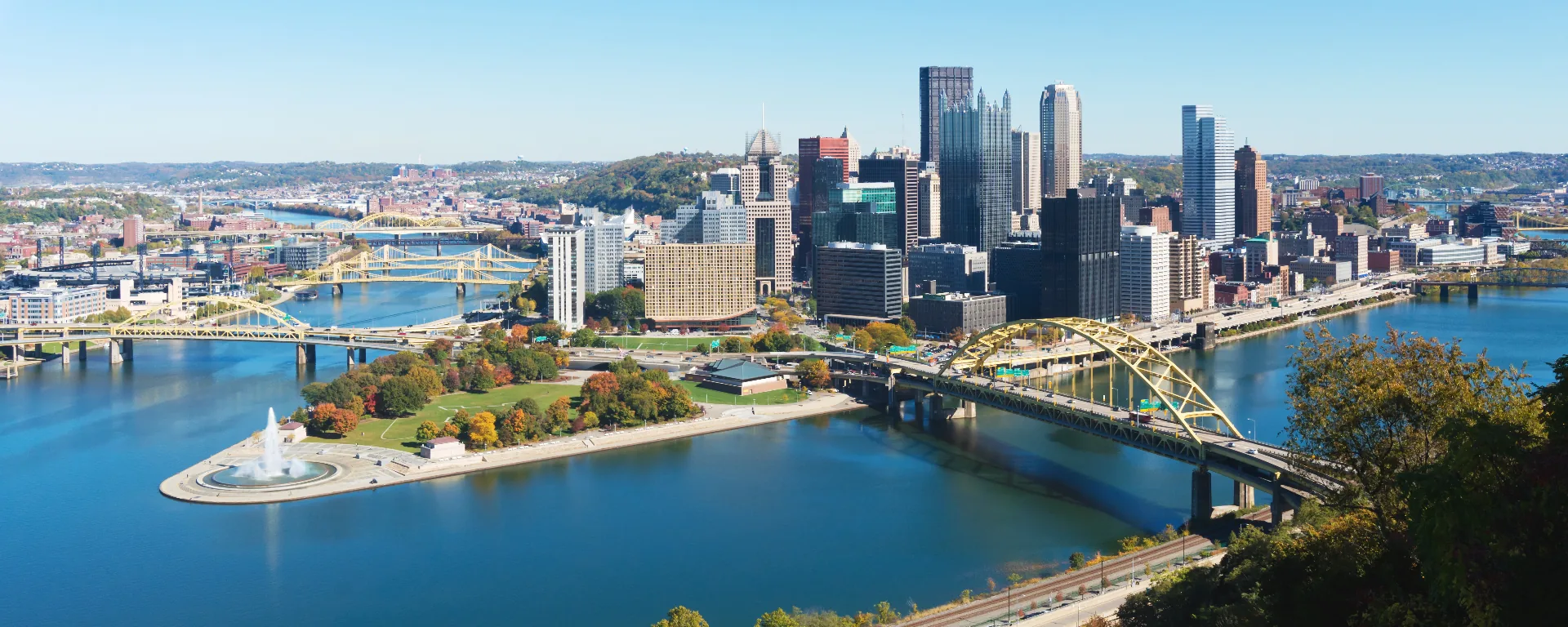 Aerial view of Pittsburgh, Sewickley, Fox Chapel, and Cranberry Township served by That 1 Painter Pittsburgh