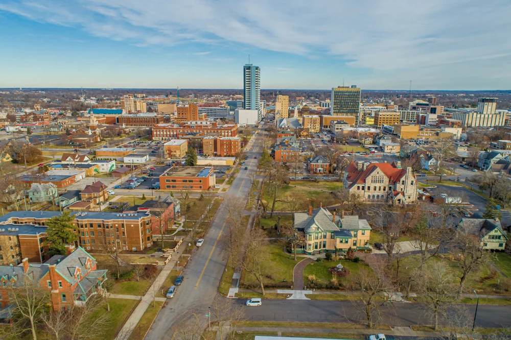 Aerial view of Michiana neighborhoods served by That 1 Painter Michiana