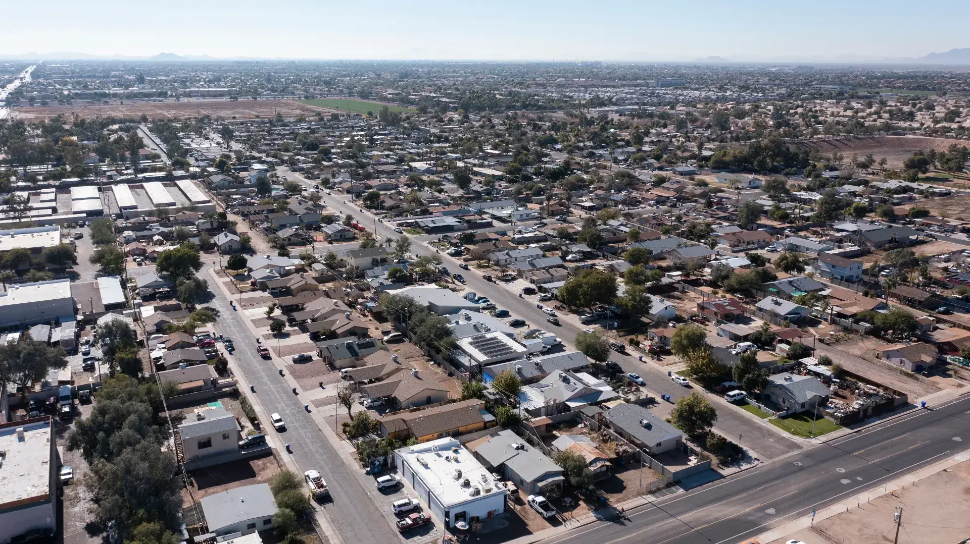Aerial view of Chandler and Gilbert Arizona residential neighborhoods served by That 1 Painter