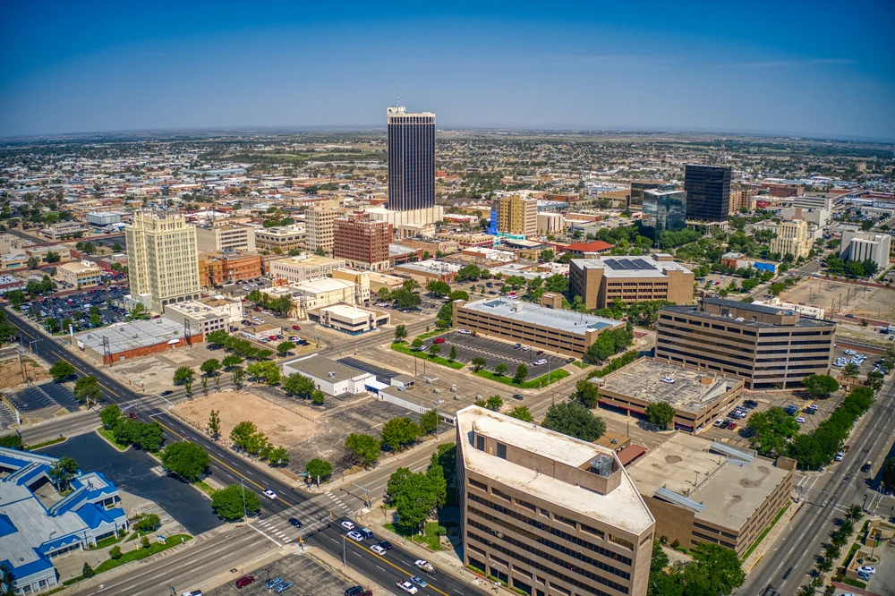 Aerial view of Amarillo Texas residential neighborhoods served by That 1 Painter Amarillo