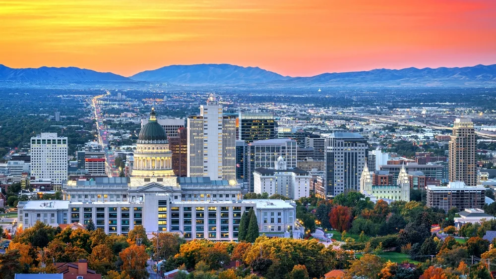 Aerial view of Salt Lake City and the Wasatch Front residential neighborhoods served by That 1 Painter