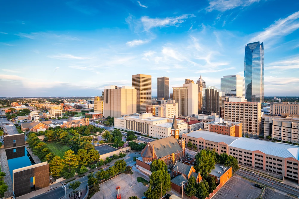 Aerial view of Oklahoma City, Norman, Moore, and the OKC metro served by That 1 Painter OKC