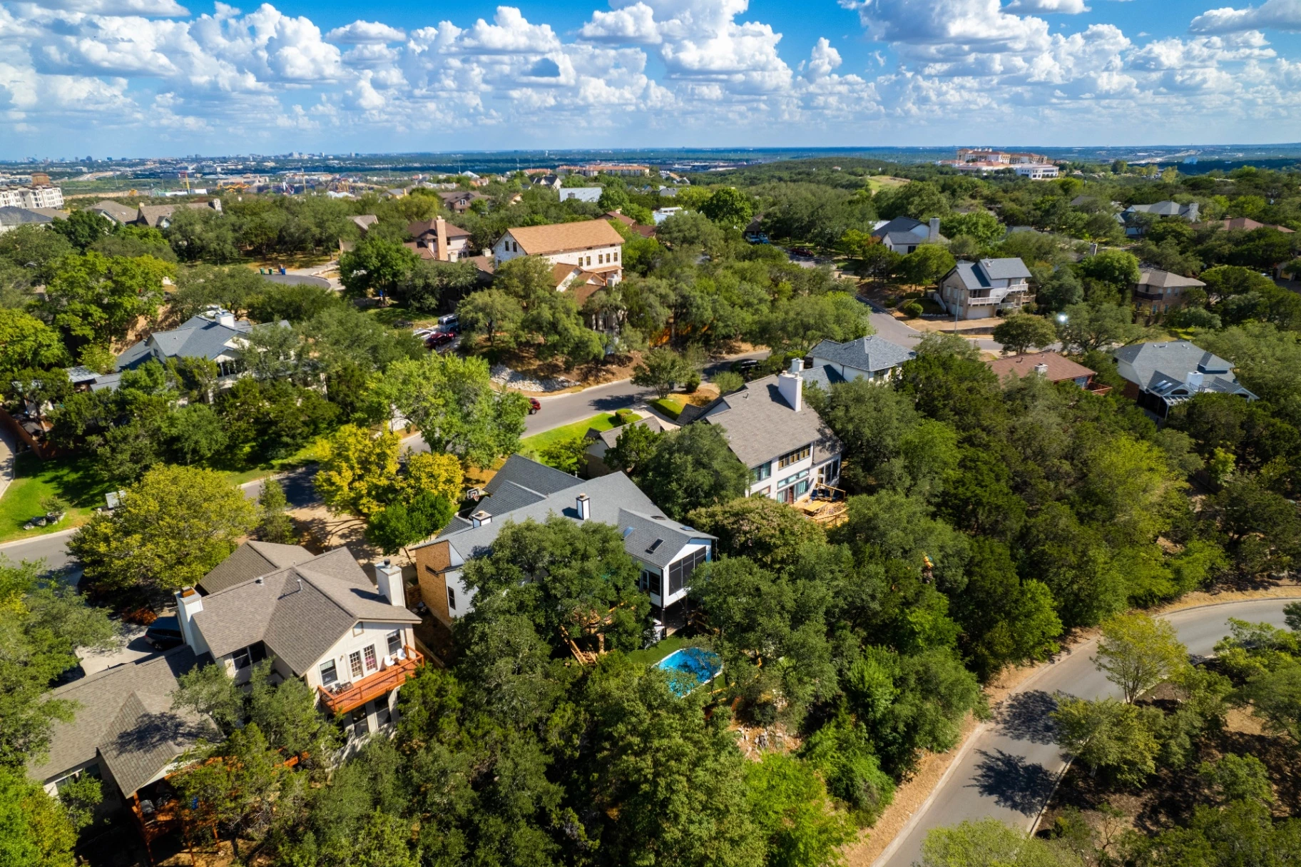 Aerial view of Sugar Land, Texas residential neighborhoods served by That 1 Painter Sugar Land
