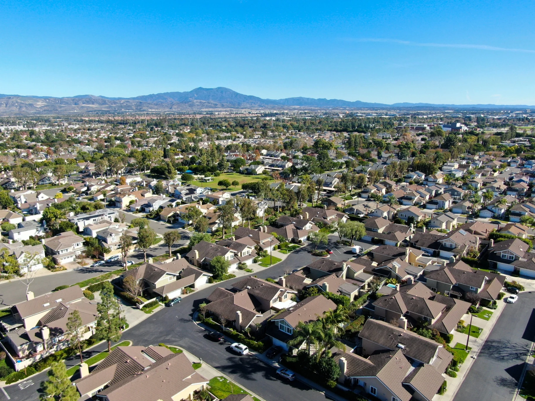 Aerial view of Orange County residential neighborhoods served by That 1 Painter Orange