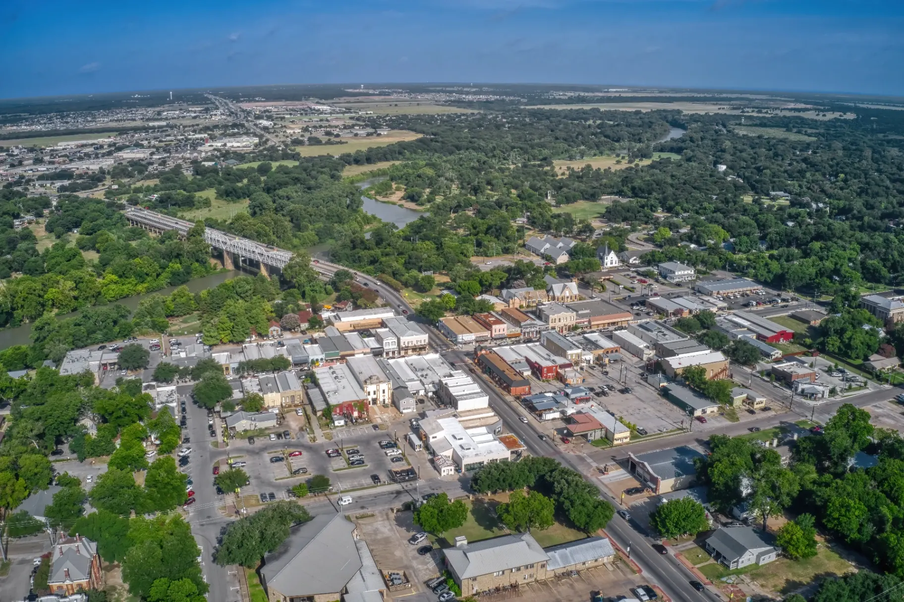 Aerial view of Bastrop, Smithville, Elgin, and the Lost Pines served by That 1 Painter Bastrop
