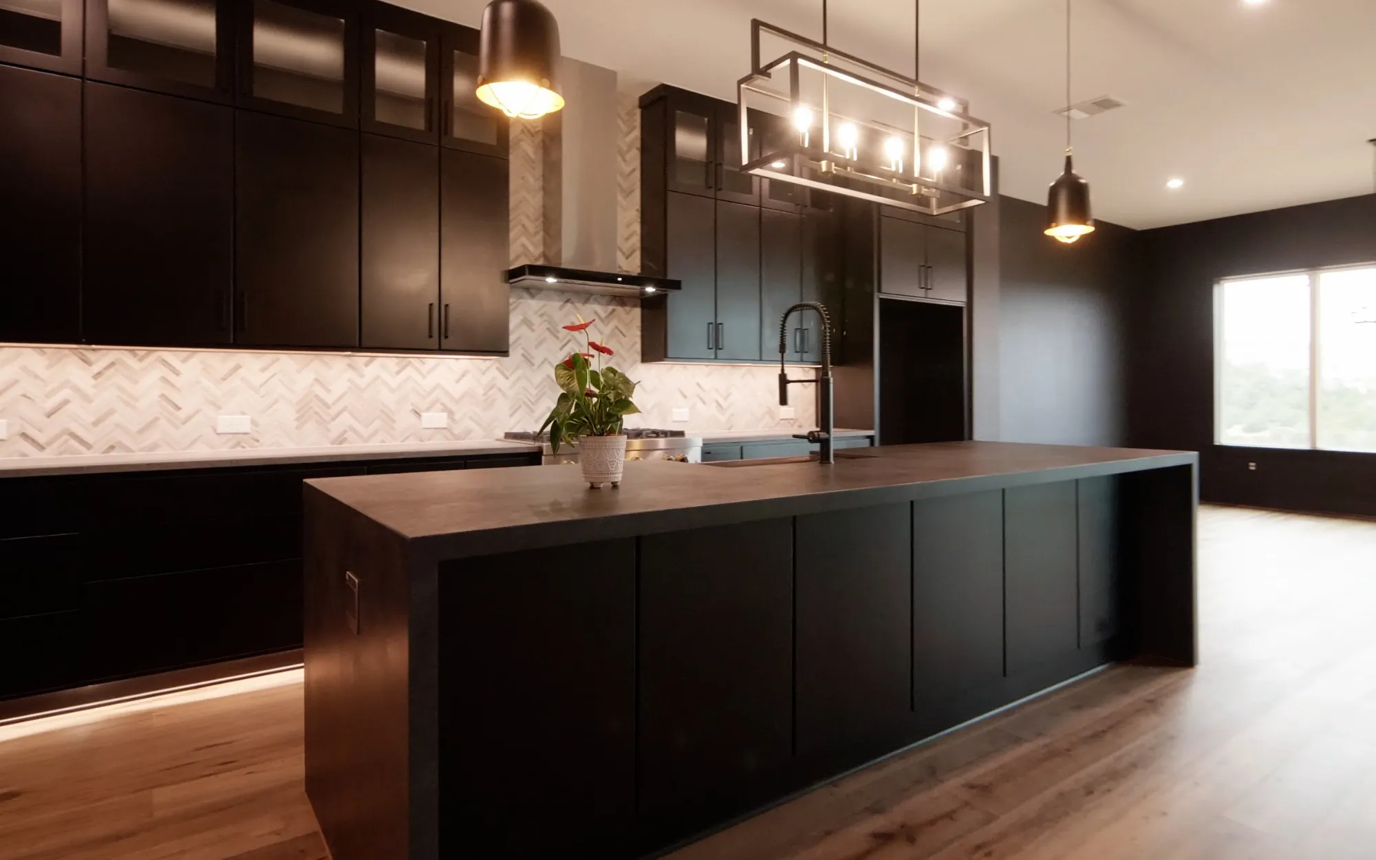 Modern dark cabinet refinish in a North Scottsdale kitchen by That 1 Painter