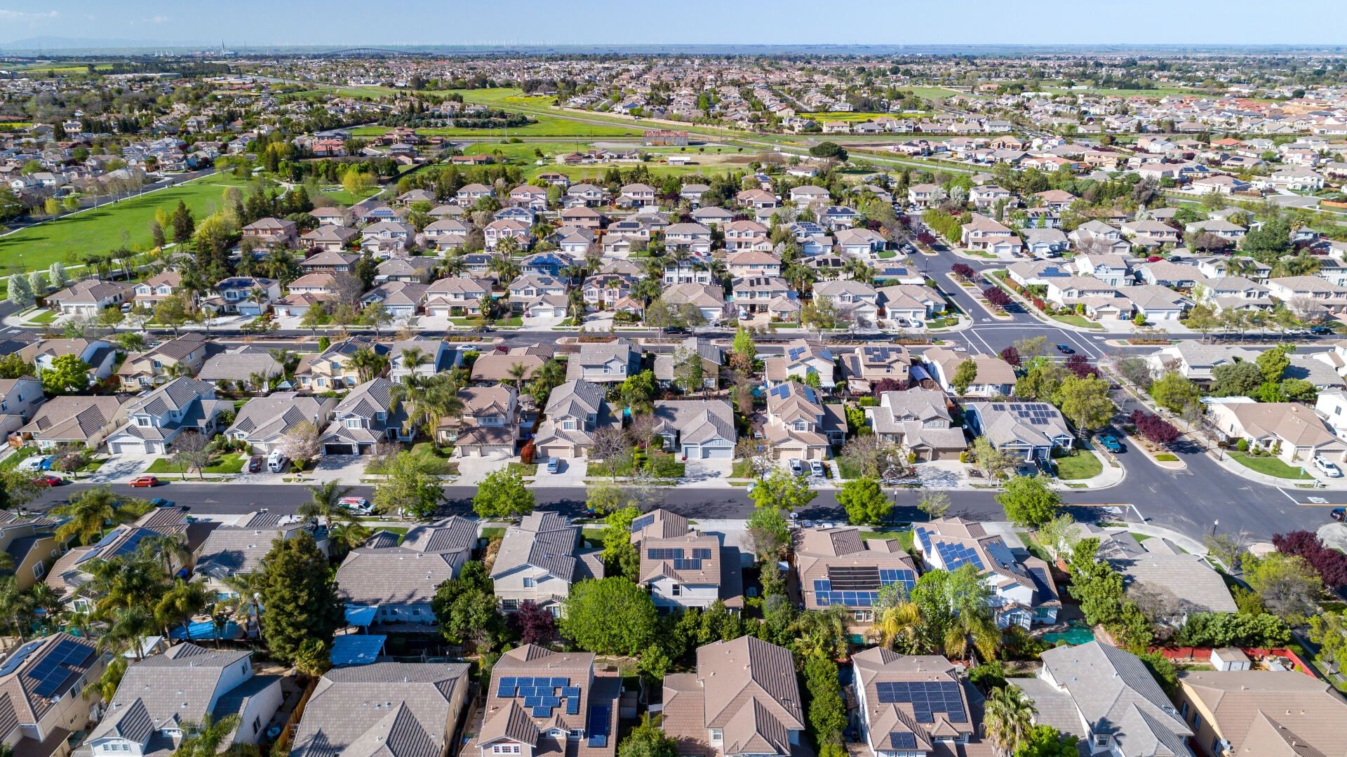 Aerial view of Twin Cities Minnesota residential neighborhoods served by That 1 Painter