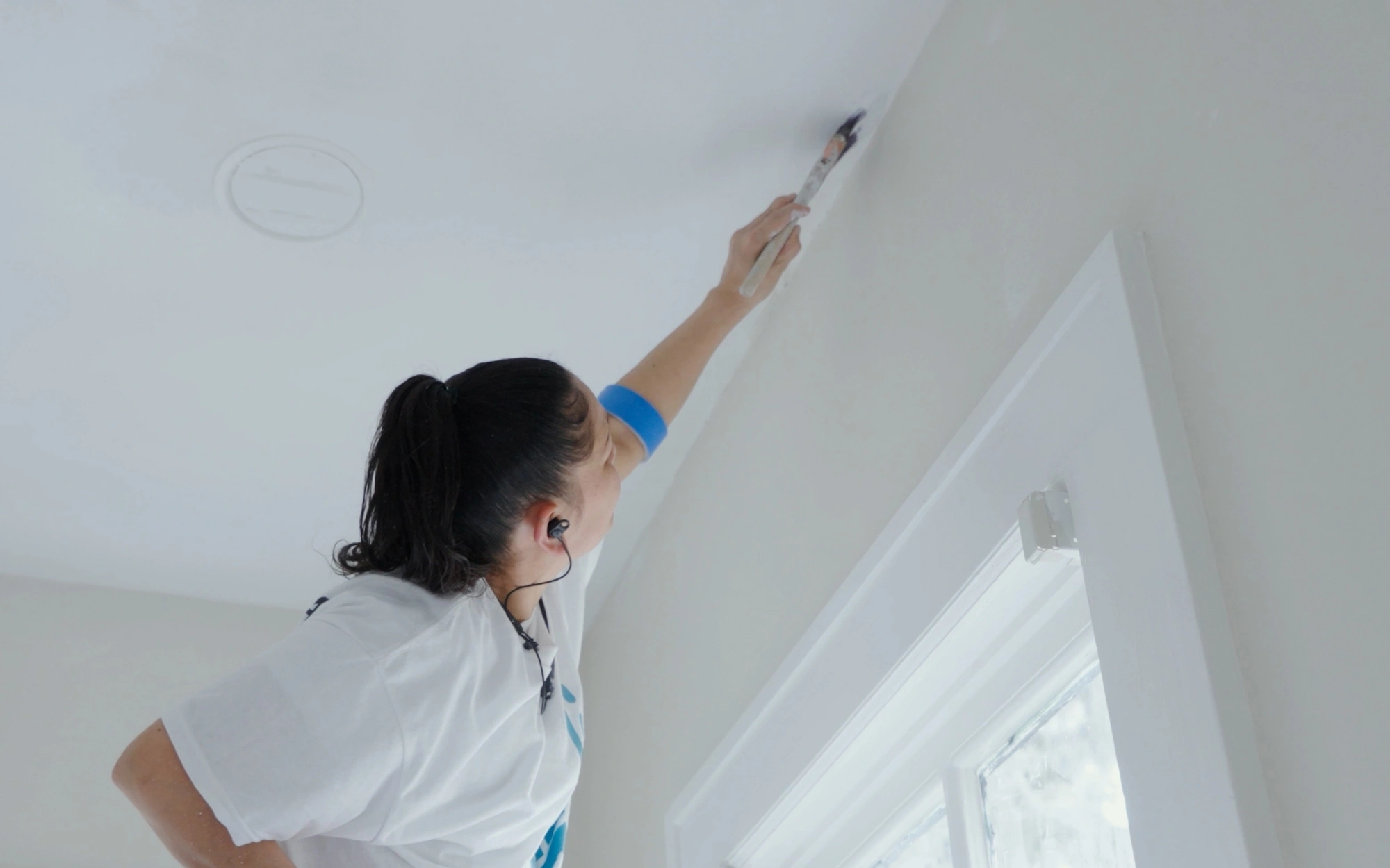 Ceiling and trim painting with precision cut lines