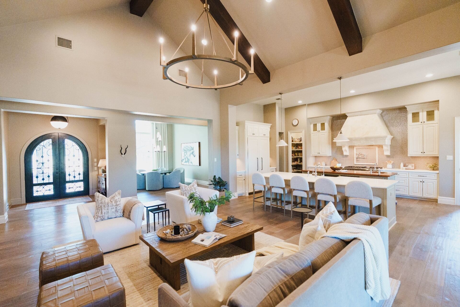 Professional interior painting of an open concept living room and kitchen by That 1 Painter Austin TX