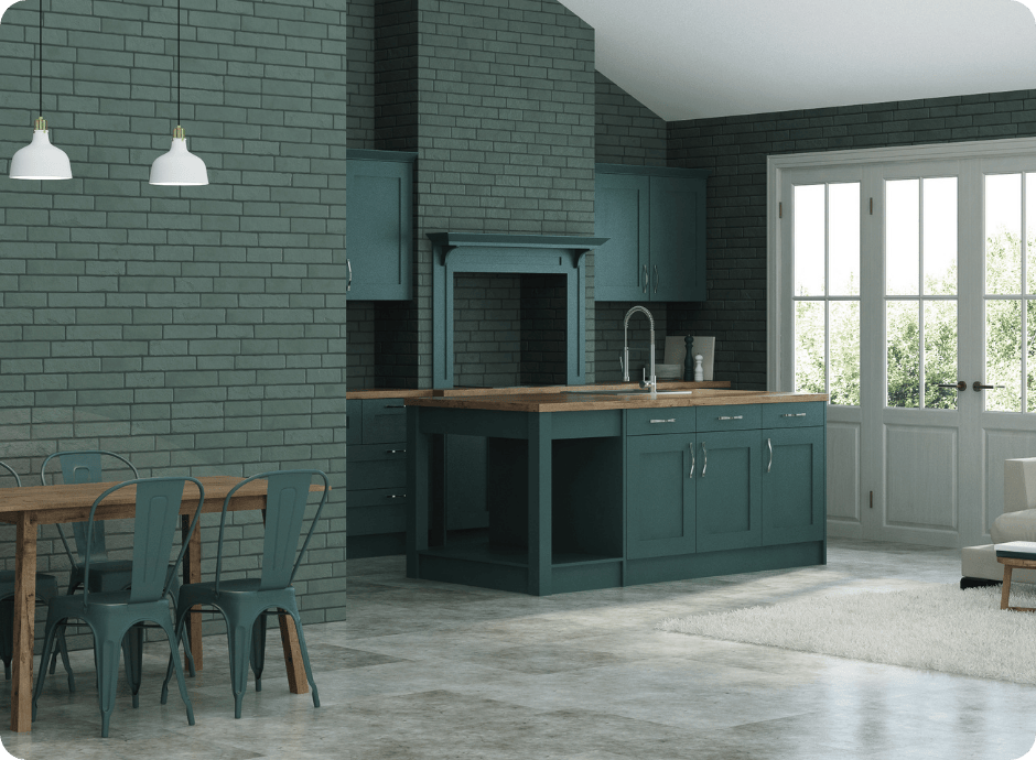 dark green luxury brick painting with kitchen and dining room for that 1 painter