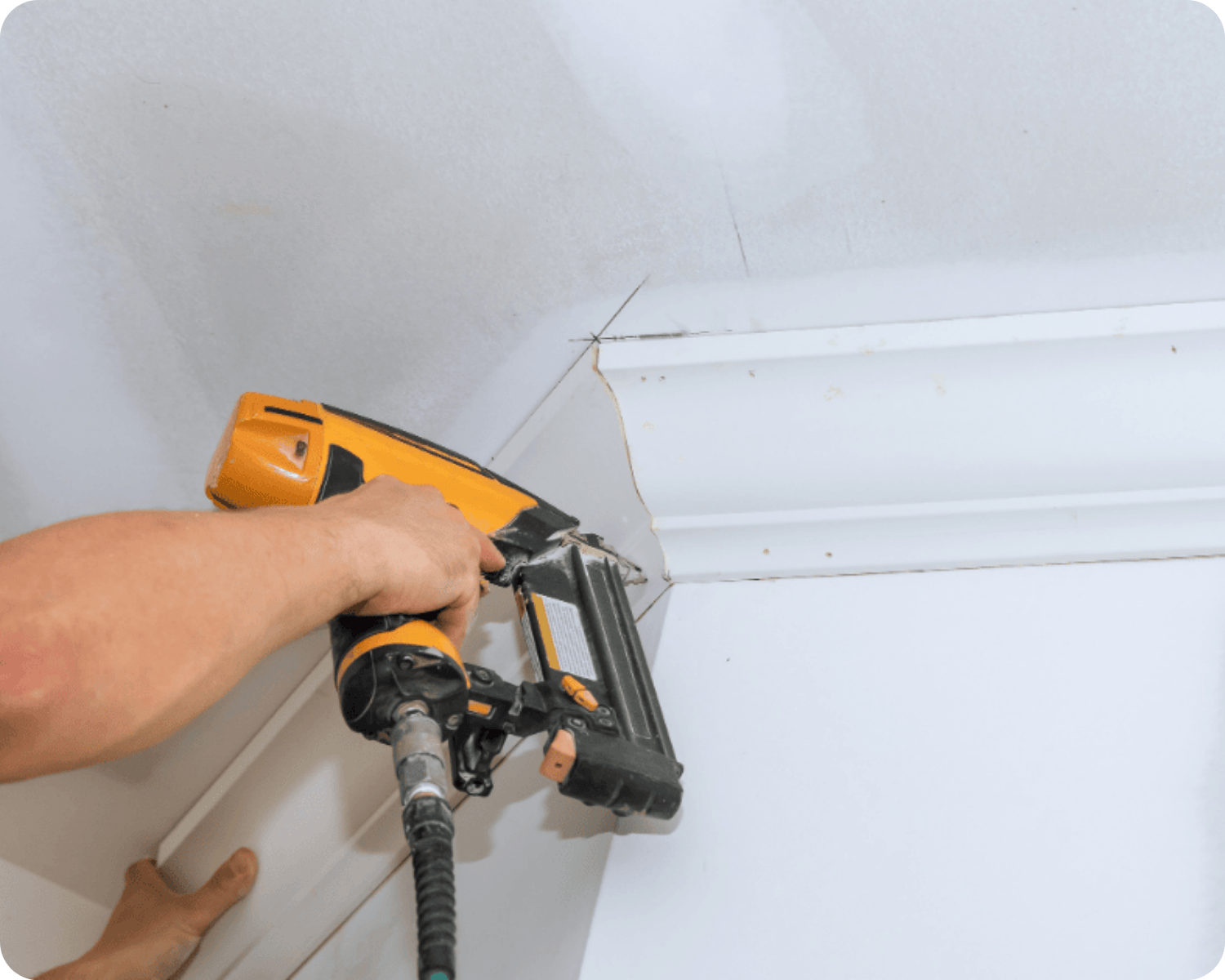 carpentry services in austin-professional from that 1 painter with nail gun adding white crown mold