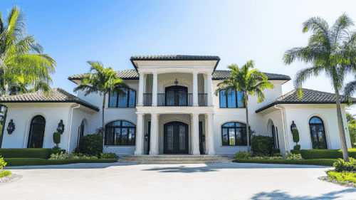 Beautiful stucco white house painted white by professional painters in North Port, FL