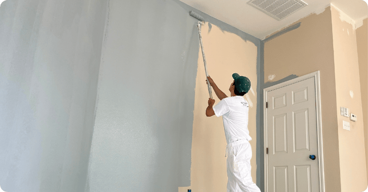 interior painting with a professional painting the wall blue for that 1 painter conroe