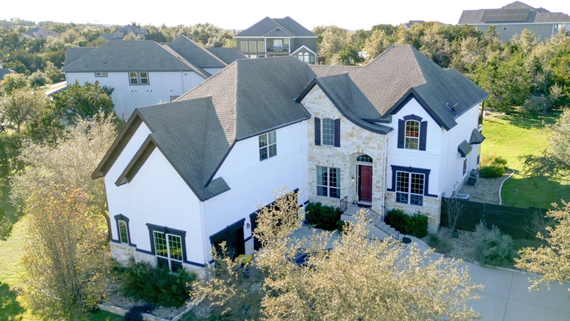 birds eye view of white and brick home painted by a local painter in NJ_that 1 painter essex