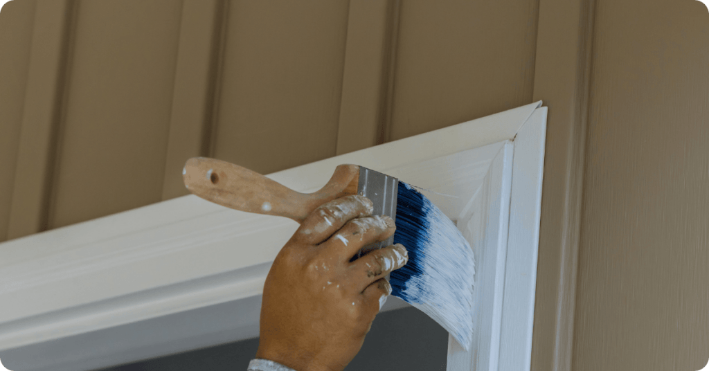 painters in sulphur paint the exterior trim and door frame of home for that 1 painter