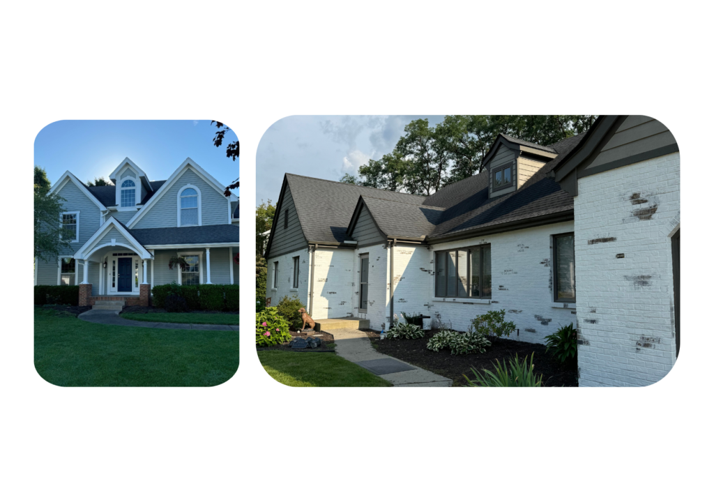 collage of michiana homes painted white and beige by professional painters in valparaiso 1 painter