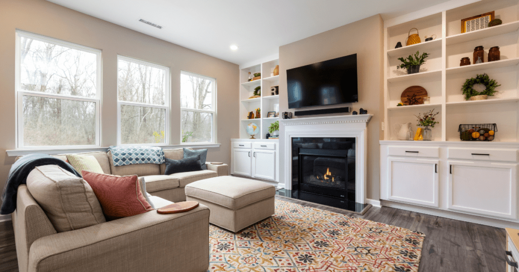 Living room with cozy warm colors and accent wall_That 1 Painter North Atlanta