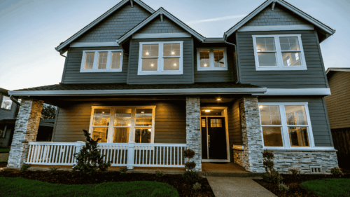 Gray exterior house painted with detailed craftsmanship by professional painters in Oregon City, Oregon.