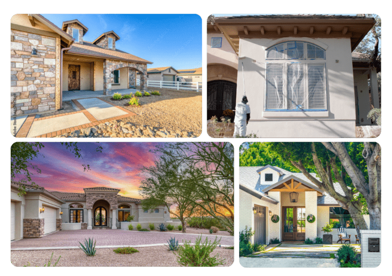 Portfolio gallery showing before and after photos of completed painting projects