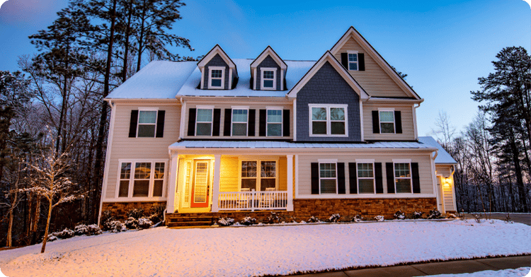 luxury ski home with snow on ground blue and cream paint for that 1 painter salt lake city