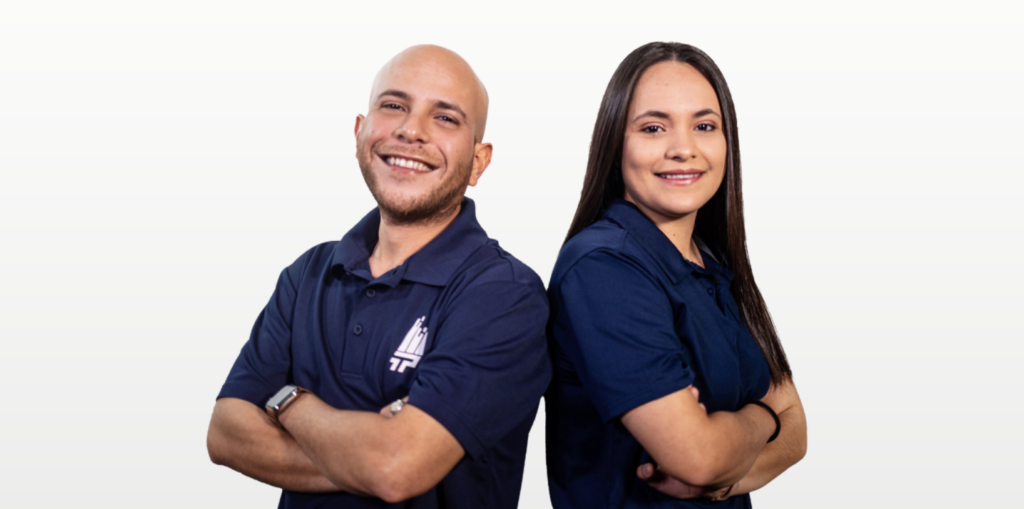 Side by side photo of That 1 Painter San Antonio owners Joe and Cristina V.