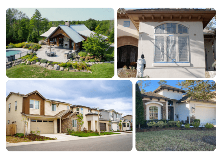 Portfolio gallery showing before and after photos of completed painting projects