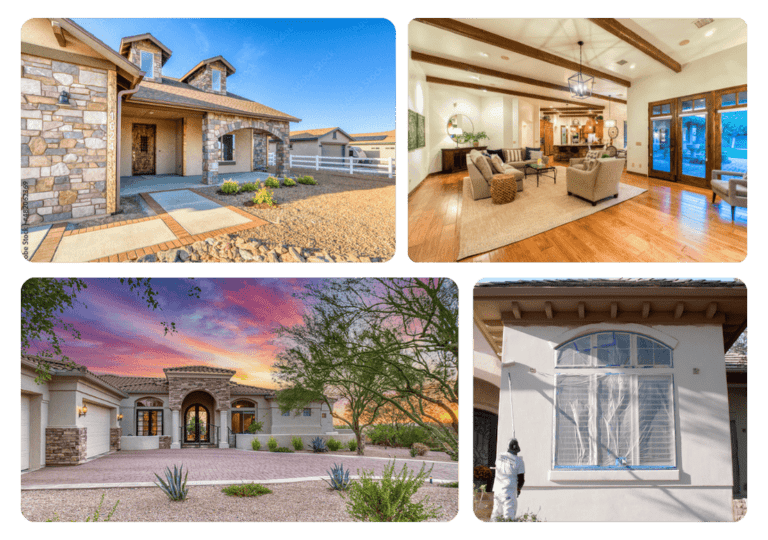 Portfolio gallery showing before and after photos of completed painting projects