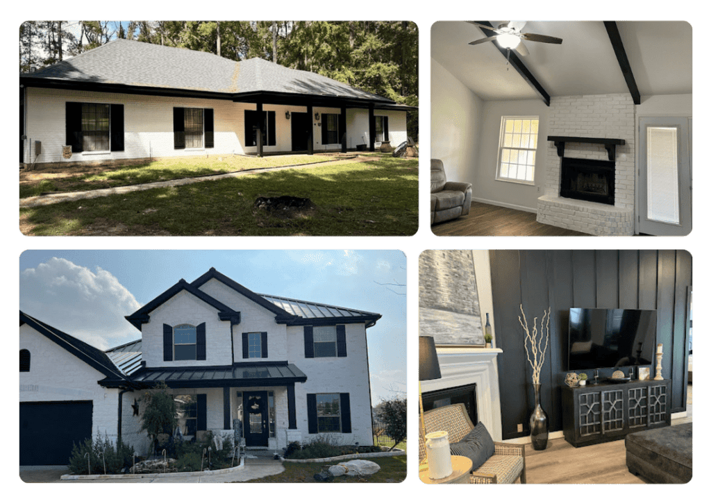 four photos showcases recent projects done with homes for That 1 Painter Shreveport Bossier