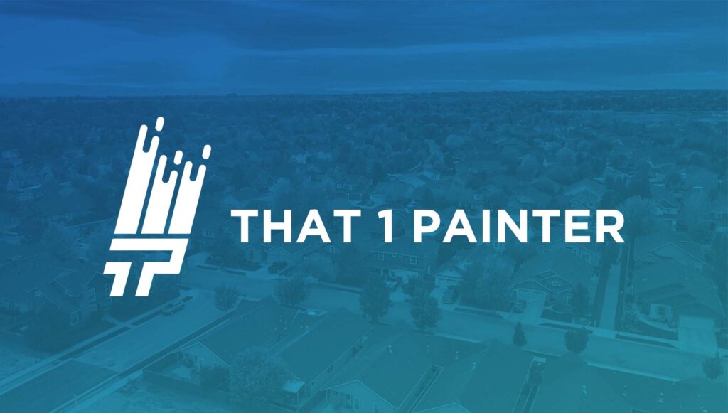 A birds eye view of SWFL with a blue overlay and the That 1 Painter SWFL logo on top.