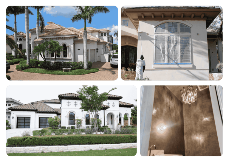 Portfolio gallery showing before and after photos of completed painting projects