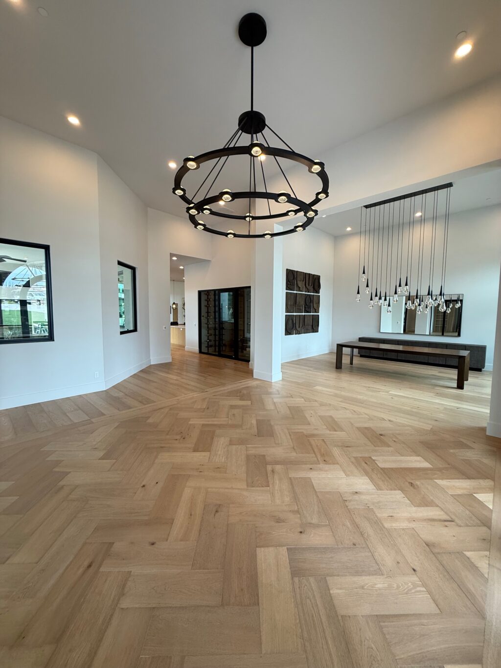 Luxury dining hall painted white by professional interior painters in Westchake, Tampa Bay