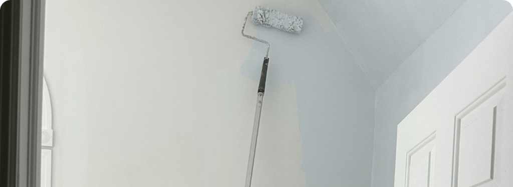 interior painting with a roller and white paint for that 1 painter tucson