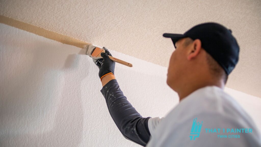That 1 Painter Twin Cities professional completing an interior painting project inside a local home