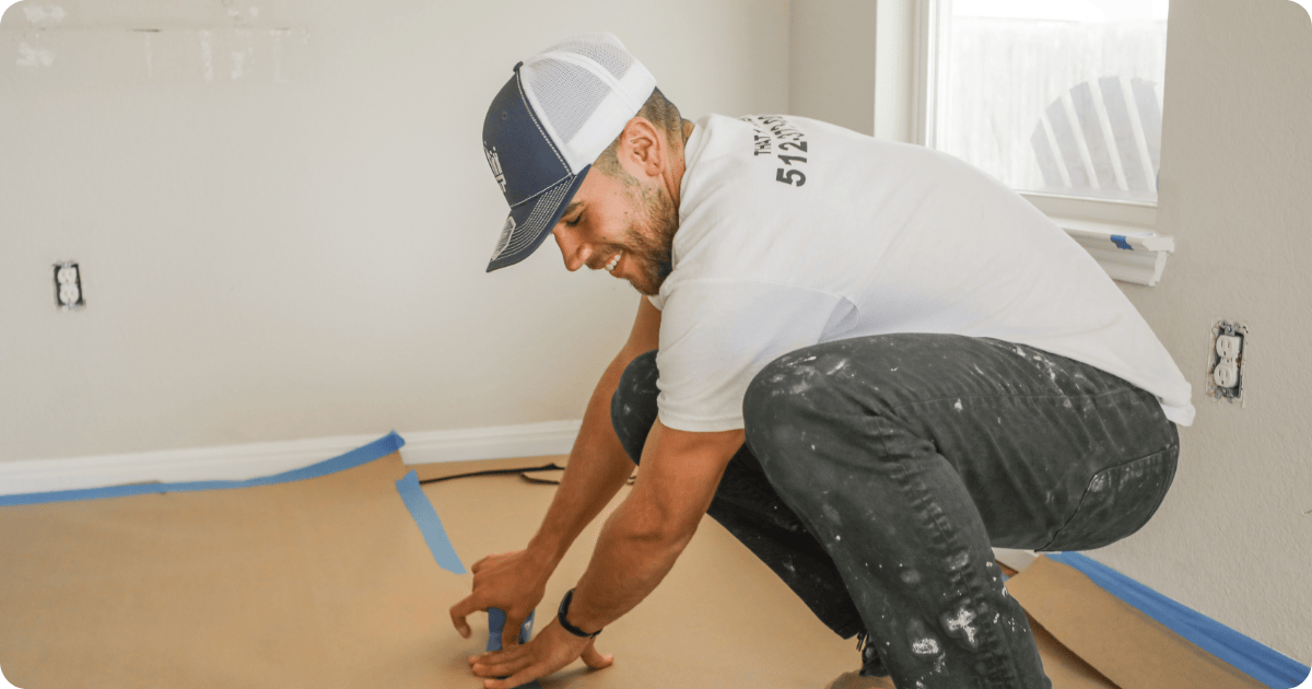 professional painter from that 1 painter preparing home to be painted then sold