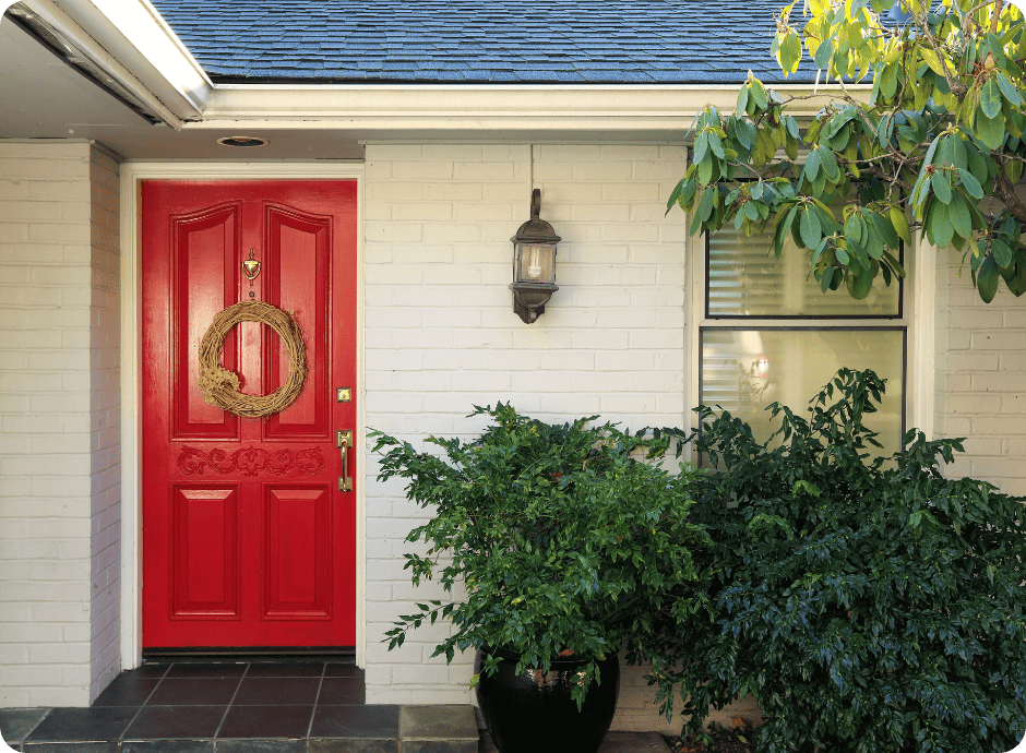 white brick painting with red front door for that 1 painter
