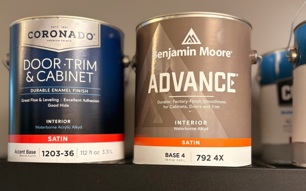 Should You Paint Your Cabinet Interiors? Get the Best Kitchen 2 Two cans of cabinet paint used for cabinet interior painting